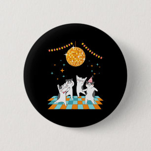 Badge Rond 5 Cm Chats De Fête Dansant Sous Disco Ball