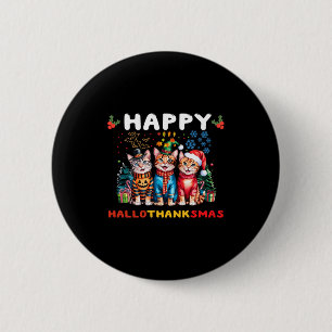 Badge Rond 5 Cm Chats de Hallothanksmas joyeux Halloween Thanksgiv