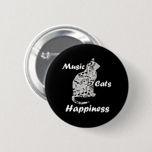 Badge Rond 5 Cm Chats de musique Bonheur - Citation d'amoureux de