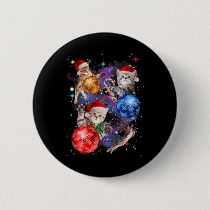 Badge Rond 5 Cm Chats de Noël mignons dans l'espace ornements Grap