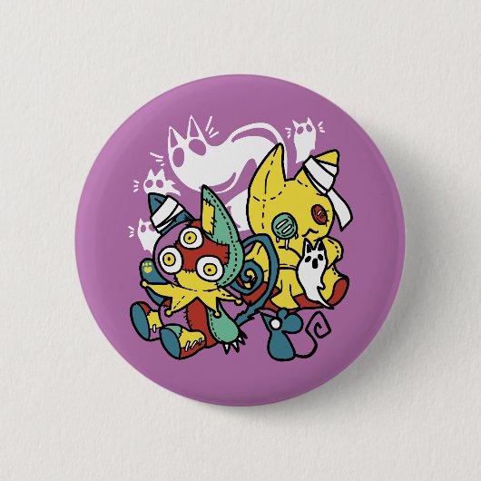 Badge Rond 5 Cm Chats déplaisants Halloween Art : Paw-sitly Fright (Devant)