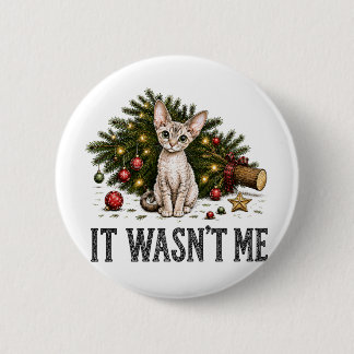 Badge Rond 5 Cm Chats drôles de Devon Rex Noël C'était pas moi