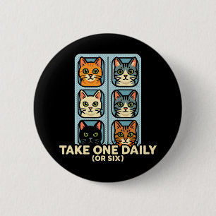Badge Rond 5 Cm Chats En Blister Pack Medicine Pour Le Bonheur