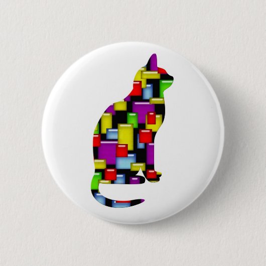 Badge Rond 5 Cm chats en mosaïque (Devant)