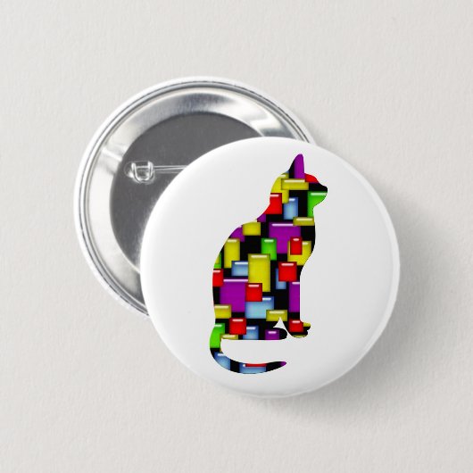 Badge Rond 5 Cm chats en mosaïque (Devant & derrière)