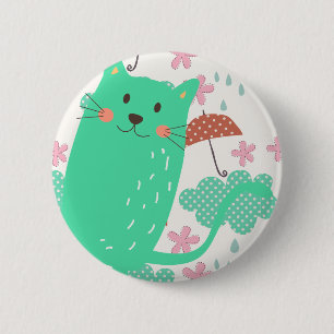 Badge Rond 5 Cm Chats en pluie
