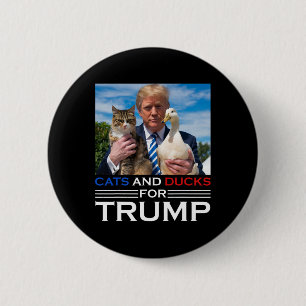 Badge Rond 5 Cm Chats et canards pour Trump 2024 Chatons et canard