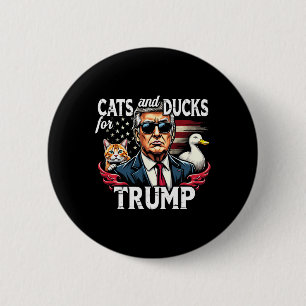 Badge Rond 5 Cm Chats et canards pour Trump 2024 Drôle de Trump Va
