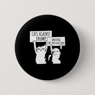 Badge Rond 5 Cm Chats Et Chiens Contre Trump