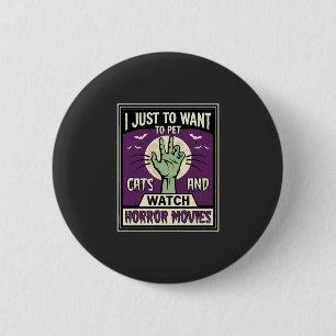 Badge Rond 5 Cm Chats et films d'horreur Création Halloween