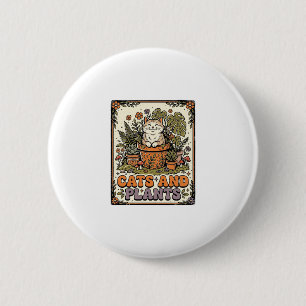 Badge Rond 5 Cm Chats Et Plantes Chat Plantes Cottagecore Vintage