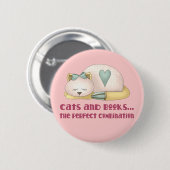 Badge Rond 5 Cm Chats et T-shirt mignons de livres (Devant & derrière)