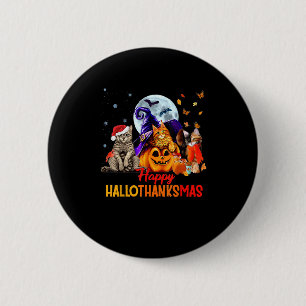 Badge Rond 5 Cm Chats Hallothanksmas Halloween Thanksgiving C
