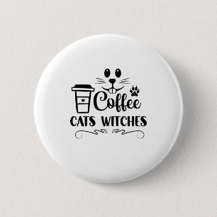 Badge Rond 5 Cm Chats Halloween sorcières de café Anniversaire