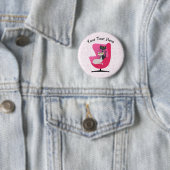 Badge Rond 5 Cm Chats Jolies Yeux Mi-Siècle Rose Chiffres Chaise (En situation)