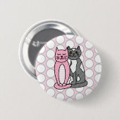 Badge Rond 5 Cm Chats Kitty Roses et Grey Cute Cute   (Devant & derrière)