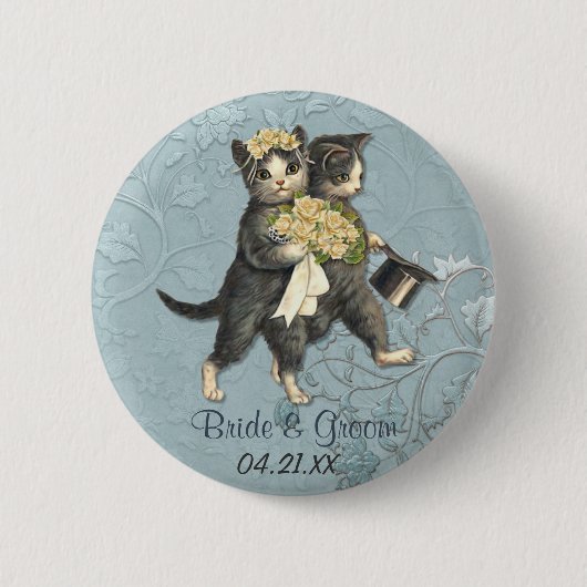 Badge Rond 5 Cm Chats mariages (Devant)