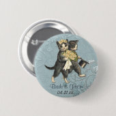 Badge Rond 5 Cm Chats mariages (Devant & derrière)