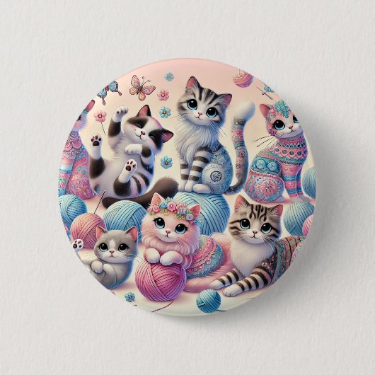 Badge Rond 5 Cm Chats mignons (Devant)