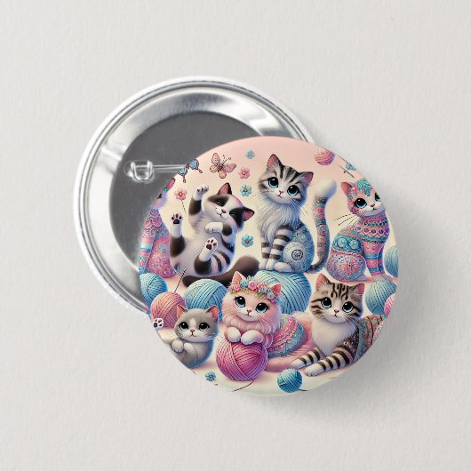 Badge Rond 5 Cm Chats mignons (Devant & derrière)