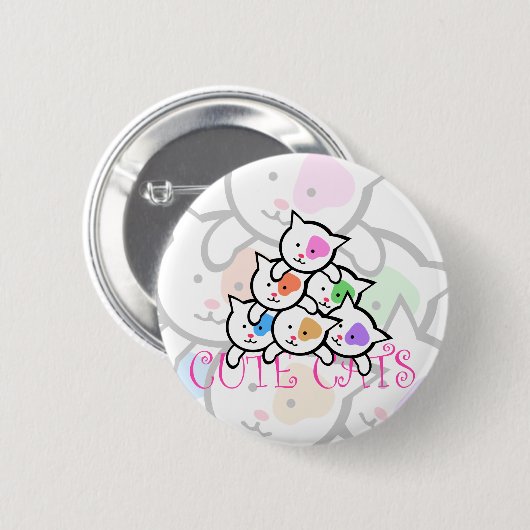 BADGE ROND 5 CM CHATS MIGNONS (Devant & derrière)