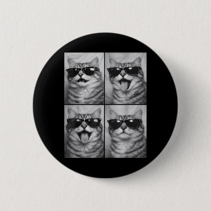Badge Rond 5 Cm Chats mignons avec des lunettes de soleil Photo d'