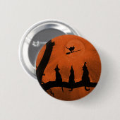 Badge Rond 5 Cm Chats noirs d'Halloween (Devant & derrière)