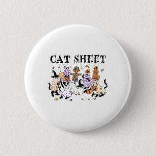 Badge Rond 5 Cm Chats noirs en costume fantôme Drôle feuille de ch