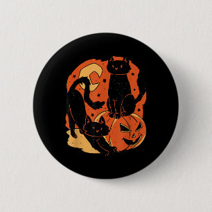Badge Rond 5 Cm Chats noirs et citrouille effrayants d'Halloween v