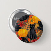 Badge Rond 5 Cm Chats noirs et citrouilles 2 (Devant & derrière)