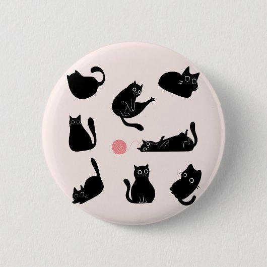 Badge Rond 5 Cm Chats noirs idiots (Devant)