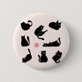 Badge Rond 5 Cm Chats noirs soyeux (Devant)