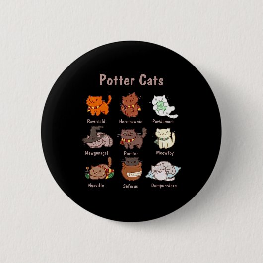 Badge Rond 5 Cm Chats Potter Pour Amoureux de les chats (Devant)
