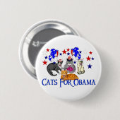 BADGE ROND 5 CM CHATS POUR OBAMA (Devant & derrière)