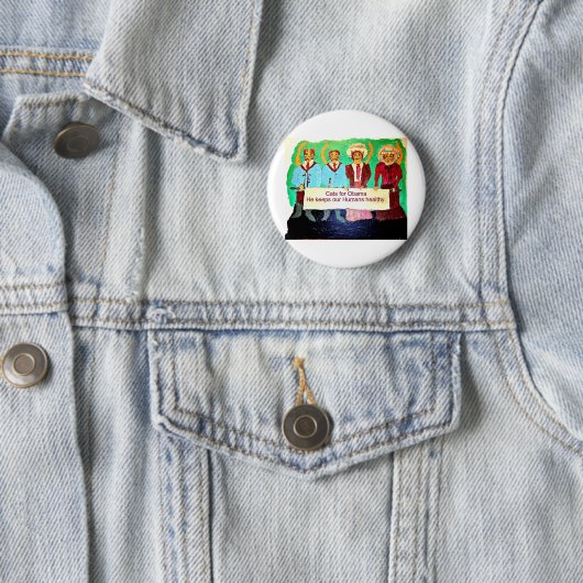 Badge Rond 5 Cm Chats pour Obama (En situation)