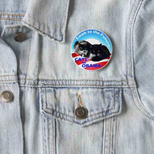 Badge Rond 5 Cm Chats pour Obama (En situation)
