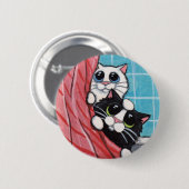 Badge Rond 5 Cm Chats prenant une douche - bouton d'art de chat (Devant & derrière)