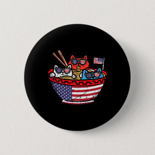 Badge Rond 5 Cm Chats Ramen Anime Drapeau Américain Usa Drôle 4 Ju