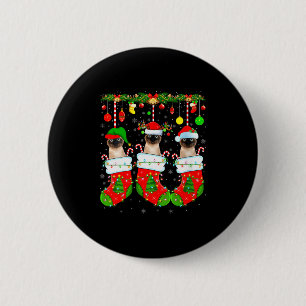 Badge Rond 5 Cm Chats siamois féminins en chaussettes de Noël Chat