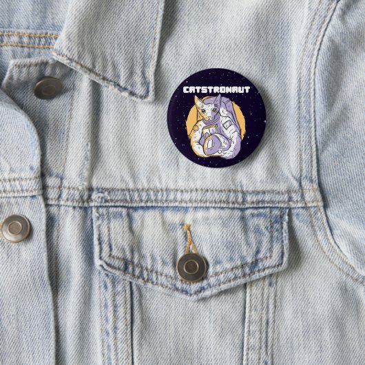 Badge Rond 5 Cm Chatstronaute Chat Cosmonaute (En situation)
