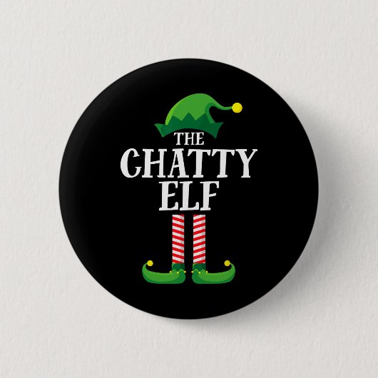 Badge Rond 5 Cm Chatty Elf Correspondance Famille Groupe Noël Fête (Devant)
