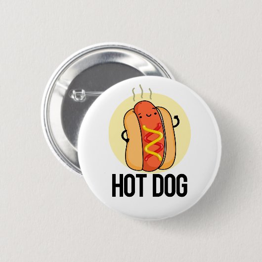 Badge Rond 5 Cm Chaud Chien Funny Snack Pun (Devant & derrière)