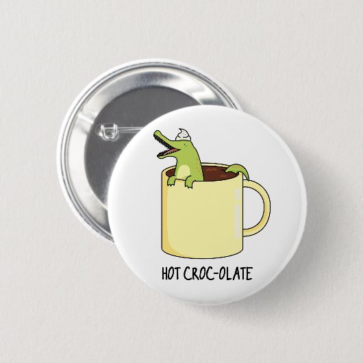 Badge Rond 5 Cm Chaud Croc-colate Funny Crocodile Pun (Devant & derrière)