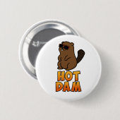 Badge Rond 5 Cm Chaud Dam Funky Cool Beaver Pun (Devant & derrière)