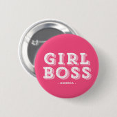 Badge Rond 5 Cm Chaud rose fille Boss Retro Marquee personnalisée (Devant & derrière)