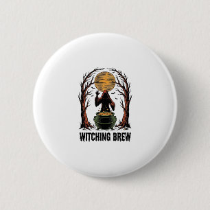 Badge Rond 5 Cm Chaudière de sorcière Halloween Vintage Gravure T-