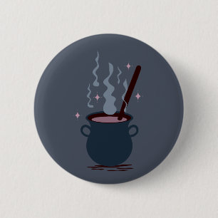 Badge Rond 5 Cm Chaudière d'Halloween ensorcelée