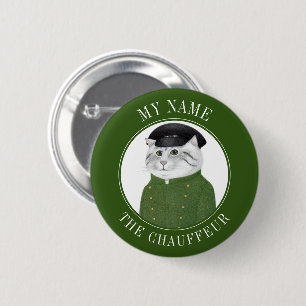 Badge Rond 5 Cm CHAUFFEUR CAT Nom Balise Bouton d'épingle d'insign