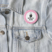 Badge Rond 5 Cm Chaussons Bleu Noir En Pointe Fille Anniversaire (En situation)