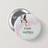 Badge Rond 5 Cm Chaussons de ballon Pointe rose personnelle (Devant & derrière)